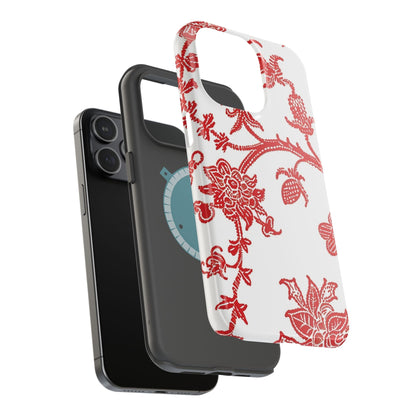 Floral Red Toile Magnetic Impact Phone Case - DIGITAL X