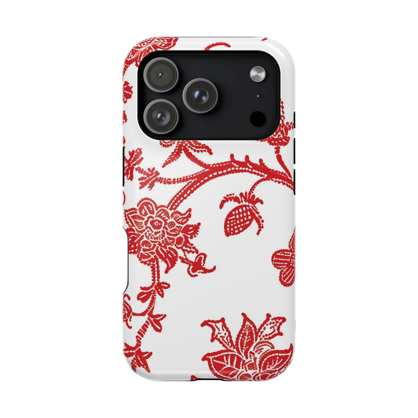 Floral Red Toile Magnetic Impact Phone Case - DIGITAL X