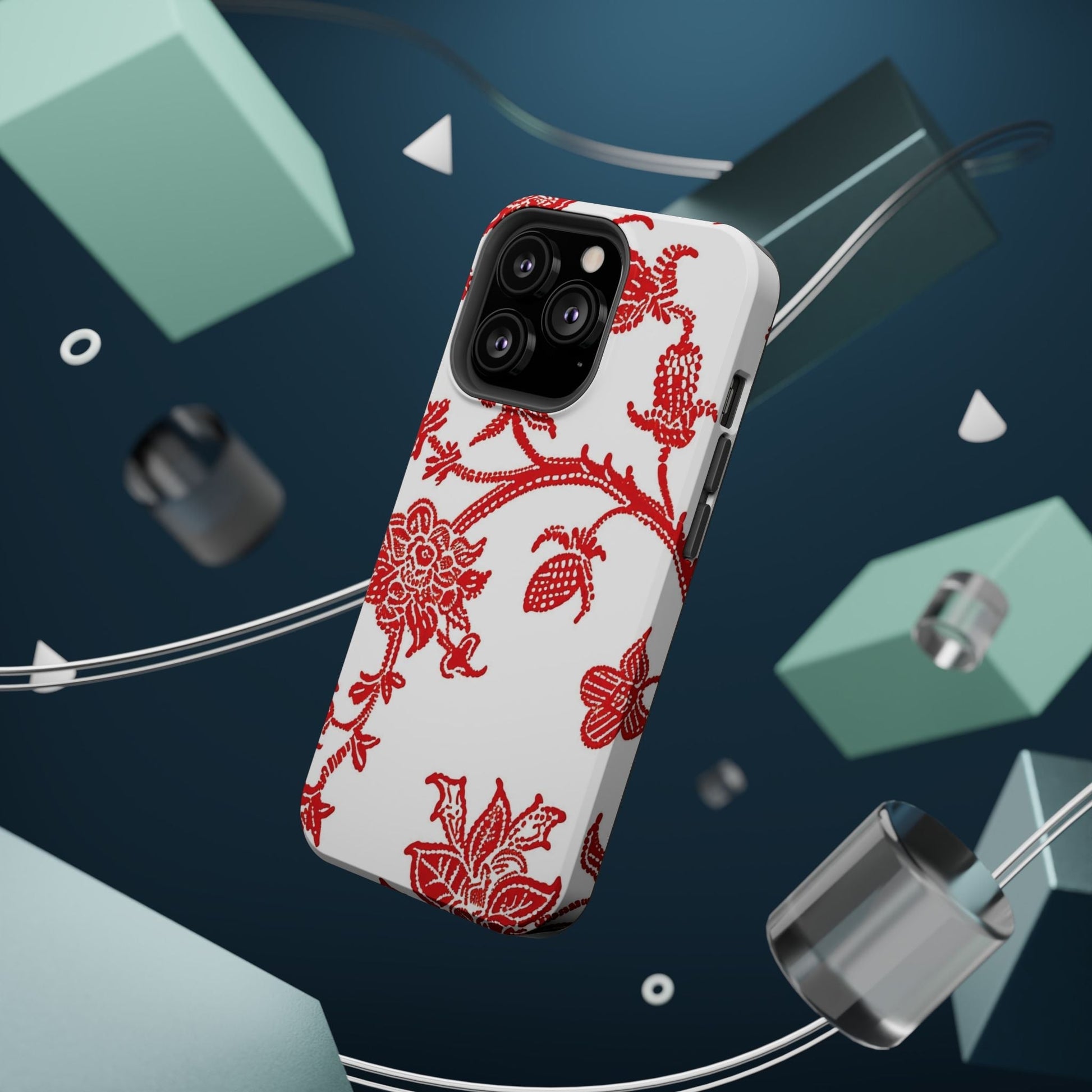 Floral Red Toile Magnetic Impact Phone Case - DIGITAL X
