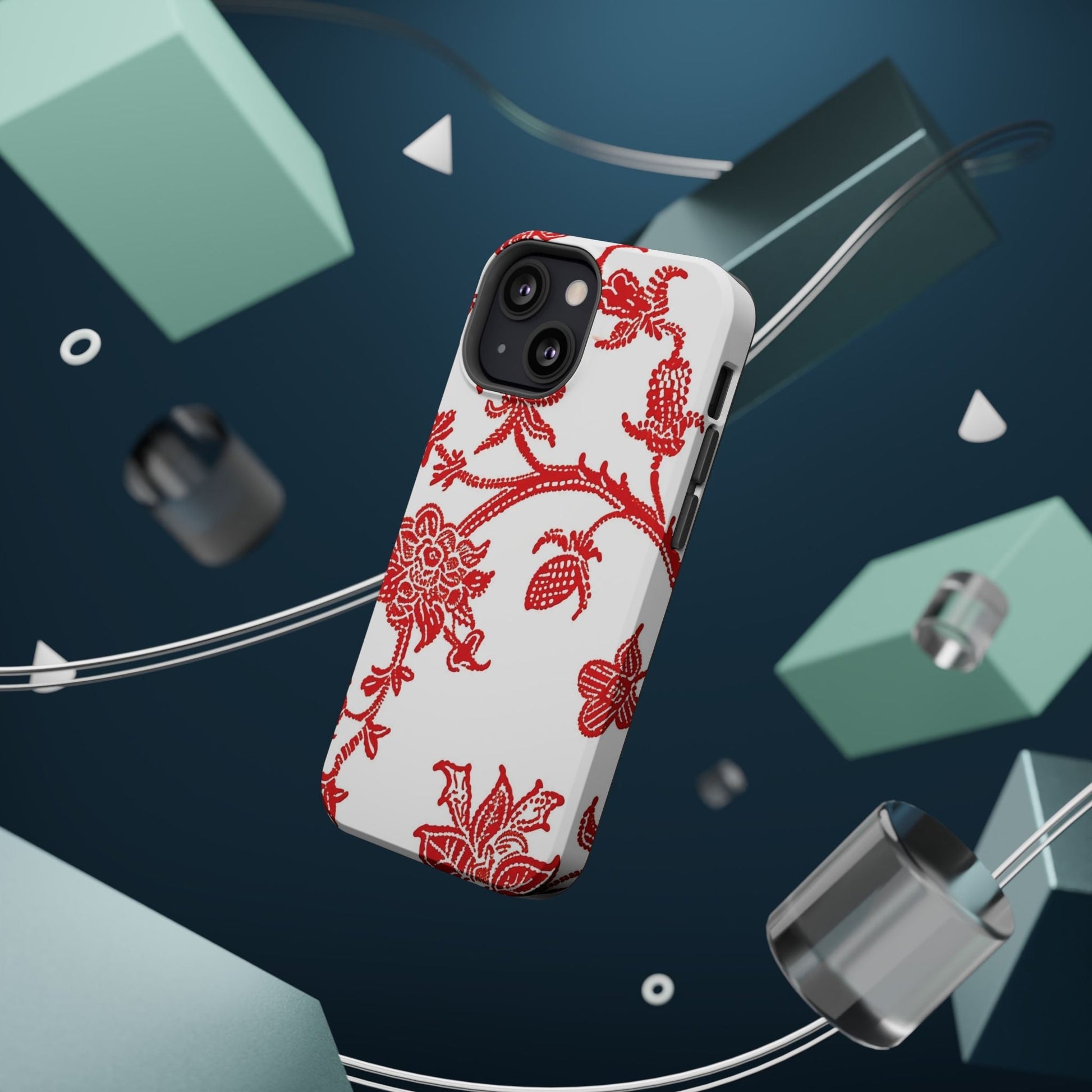 Floral Red Toile Magnetic Impact Phone Case - DIGITAL X