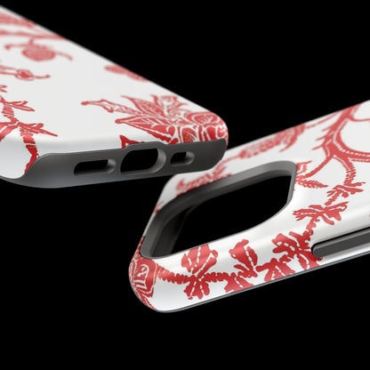 Floral Red Toile Magnetic Impact Phone Case - DIGITAL X