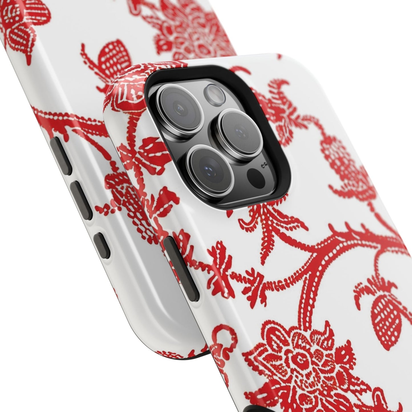Floral Red Toile Magnetic Impact Phone Case - DIGITAL X