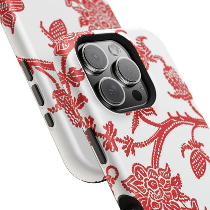 Floral Red Toile Magnetic Impact Phone Case - DIGITAL X