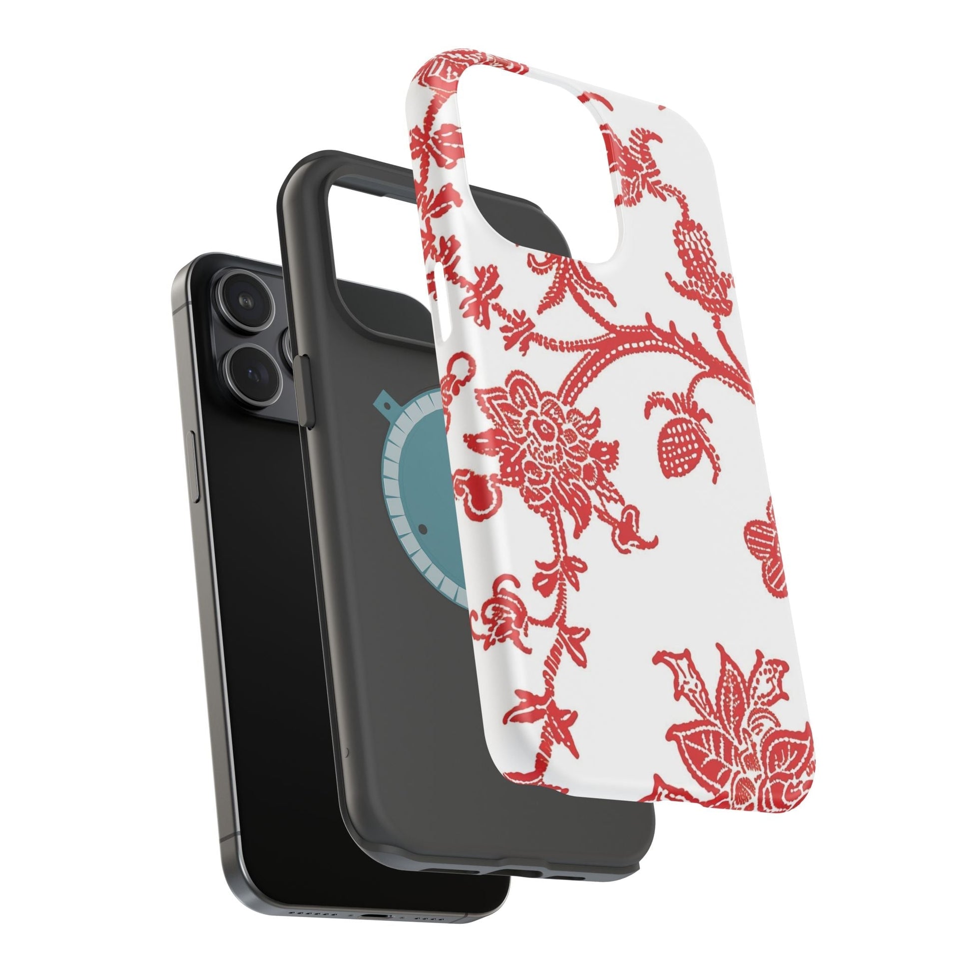 Floral Red Toile Magnetic Impact Phone Case - DIGITAL X