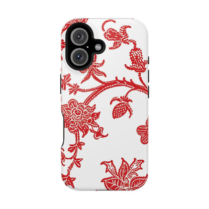 Floral Red Toile Magnetic Impact Phone Case - DIGITAL X