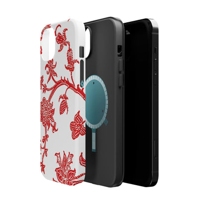 Floral Red Toile Magnetic Impact Phone Case - DIGITAL X