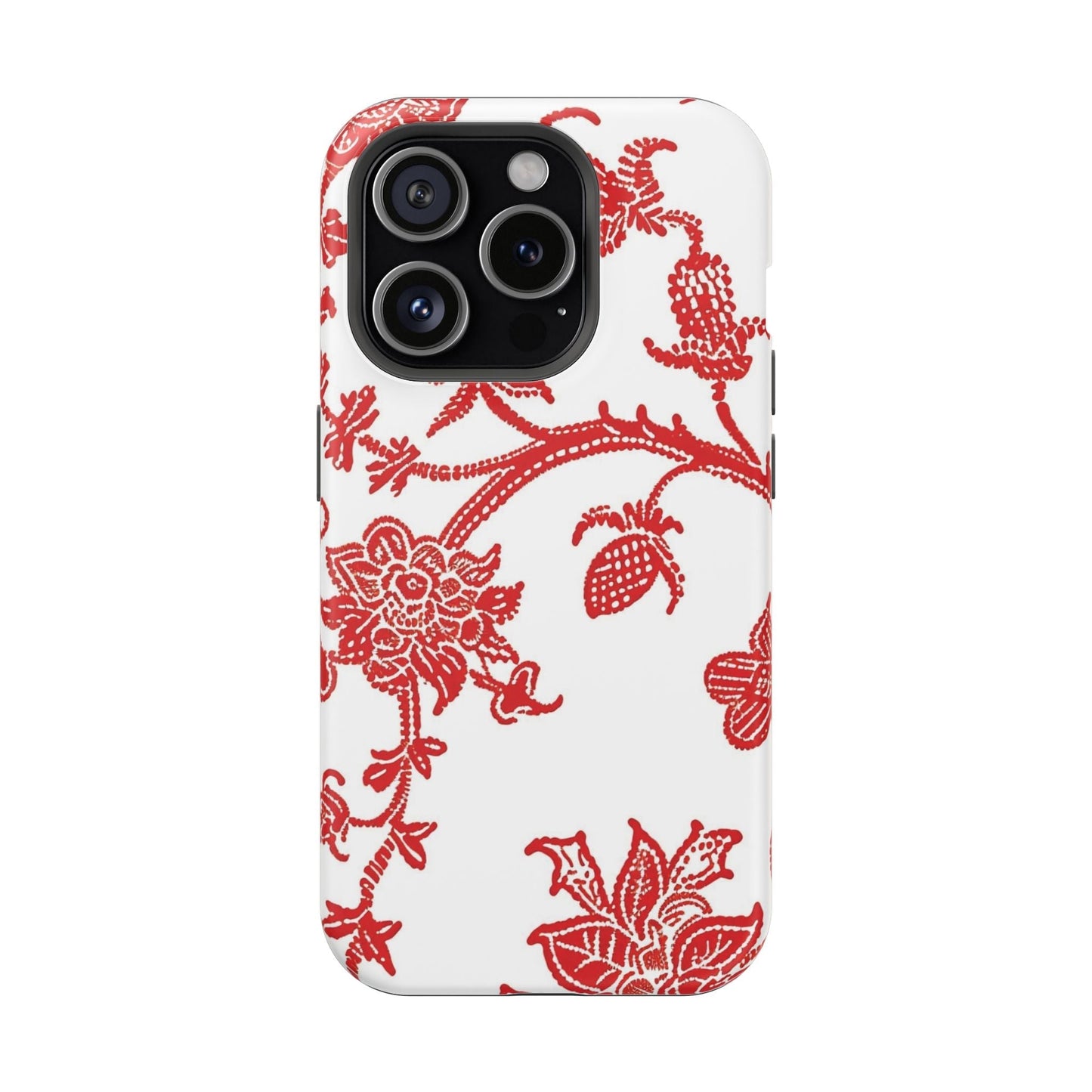 Floral Red Toile Magnetic Impact Phone Case - DIGITAL X