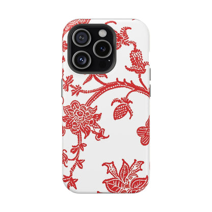 Floral Red Toile Magnetic Impact Phone Case - DIGITAL X