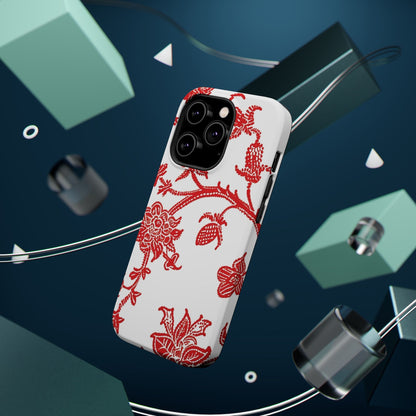 Floral Red Toile Magnetic Impact Phone Case - DIGITAL X