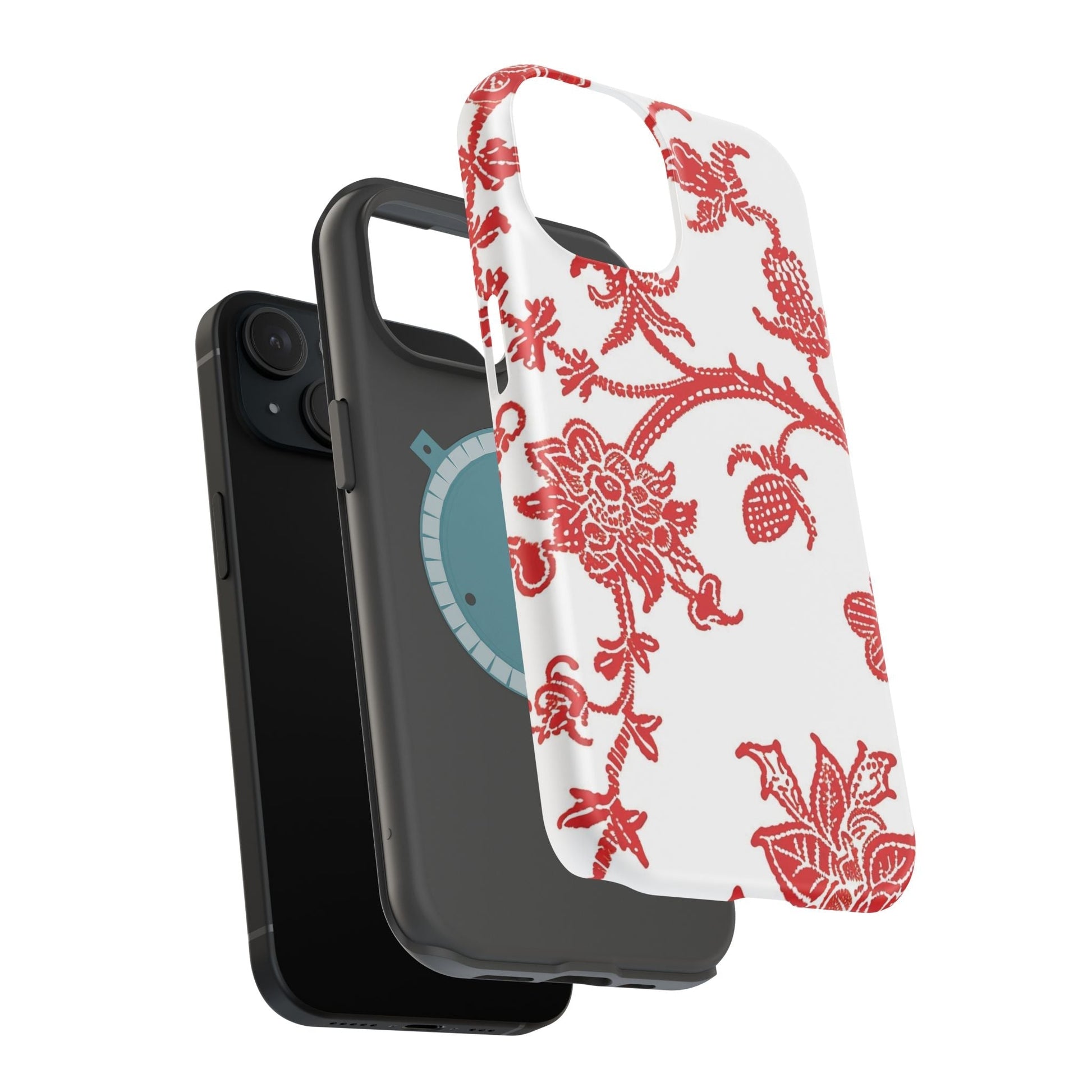 Floral Red Toile Magnetic Impact Phone Case - DIGITAL X