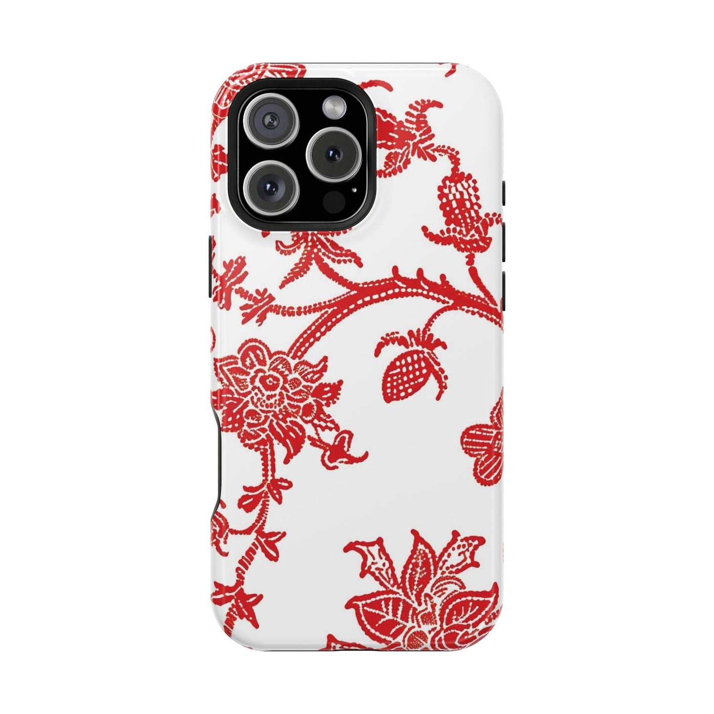 Floral Red Toile Magnetic Impact Phone Case - DIGITAL X