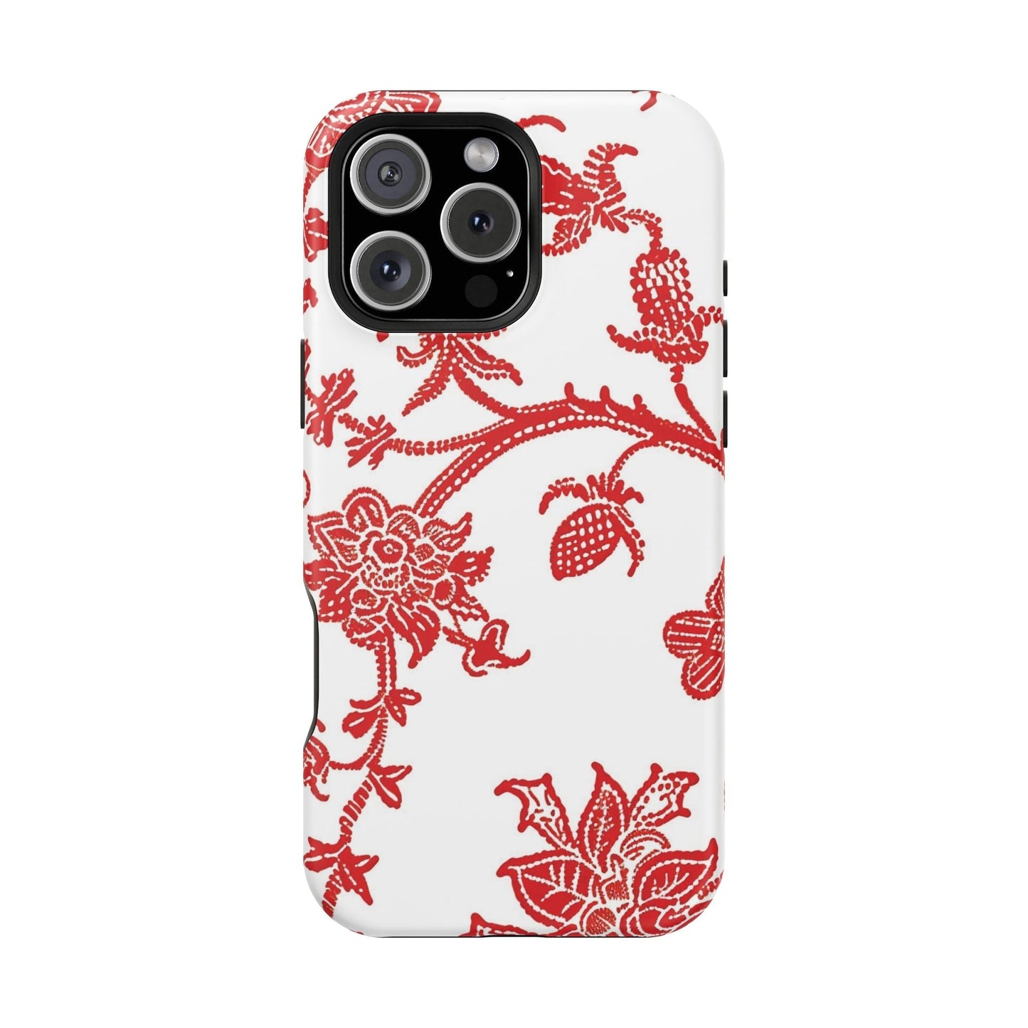 Floral Red Toile Magnetic Impact Phone Case - DIGITAL X