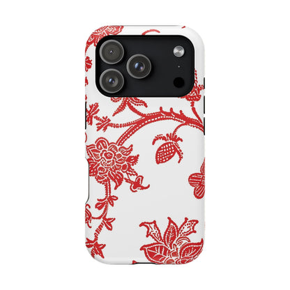Floral Red Toile Magnetic Impact Phone Case - DIGITAL X