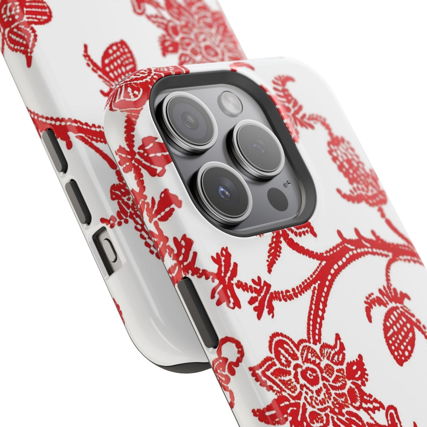 Floral Red Toile Magnetic Impact Phone Case - DIGITAL X
