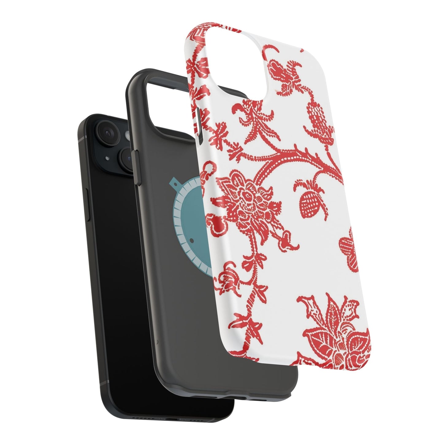 Floral Red Toile Magnetic Impact Phone Case - DIGITAL X