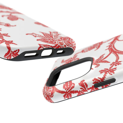 Floral Red Toile Magnetic Impact Phone Case - DIGITAL X