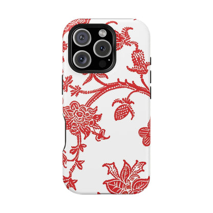 Floral Red Toile Magnetic Impact Phone Case - DIGITAL X