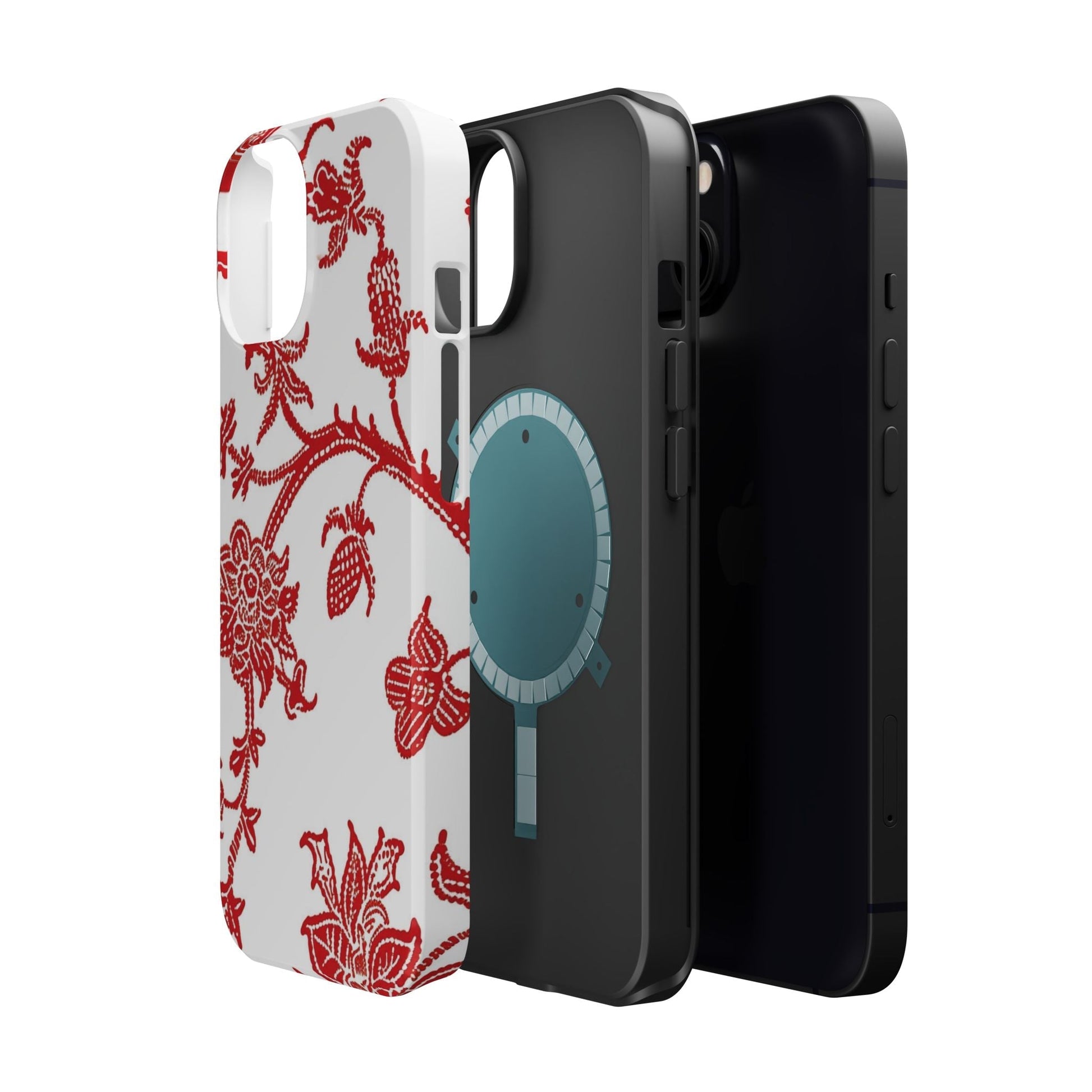 Floral Red Toile Magnetic Impact Phone Case - DIGITAL X