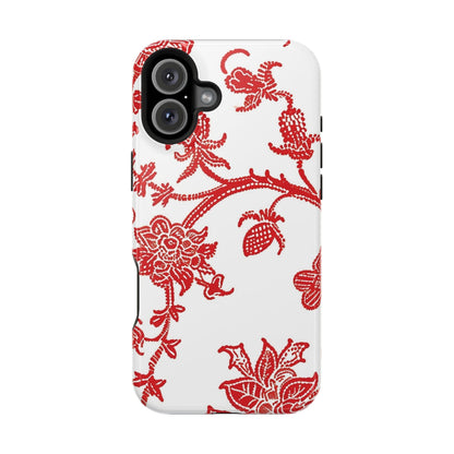 Floral Red Toile Magnetic Impact Phone Case - DIGITAL X