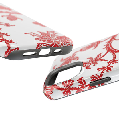 Floral Red Toile Magnetic Impact Phone Case - DIGITAL X