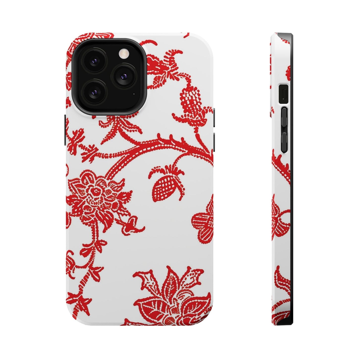 Floral Red Toile Magnetic Impact Phone Case - DIGITAL X