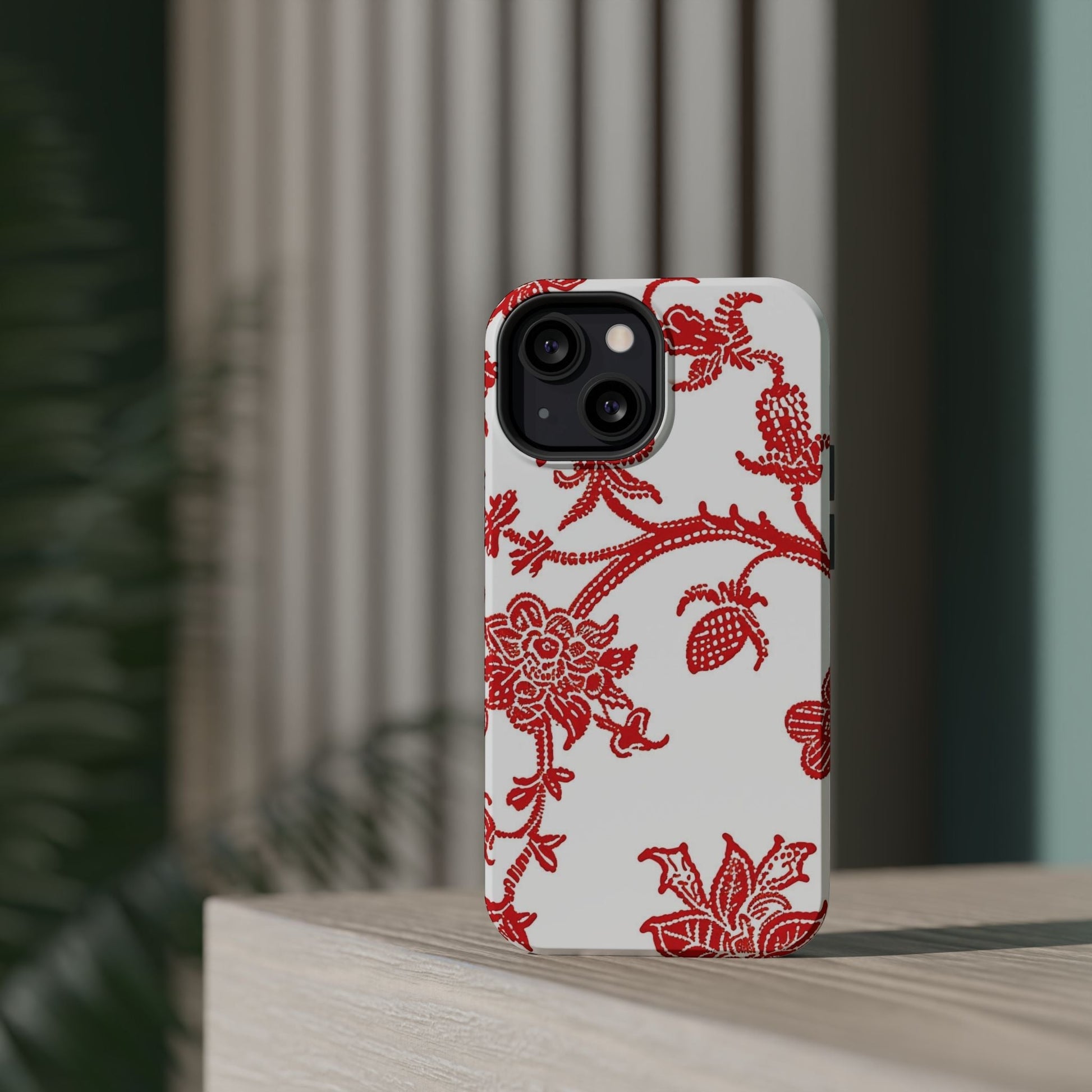 Floral Red Toile Magnetic Impact Phone Case - DIGITAL X