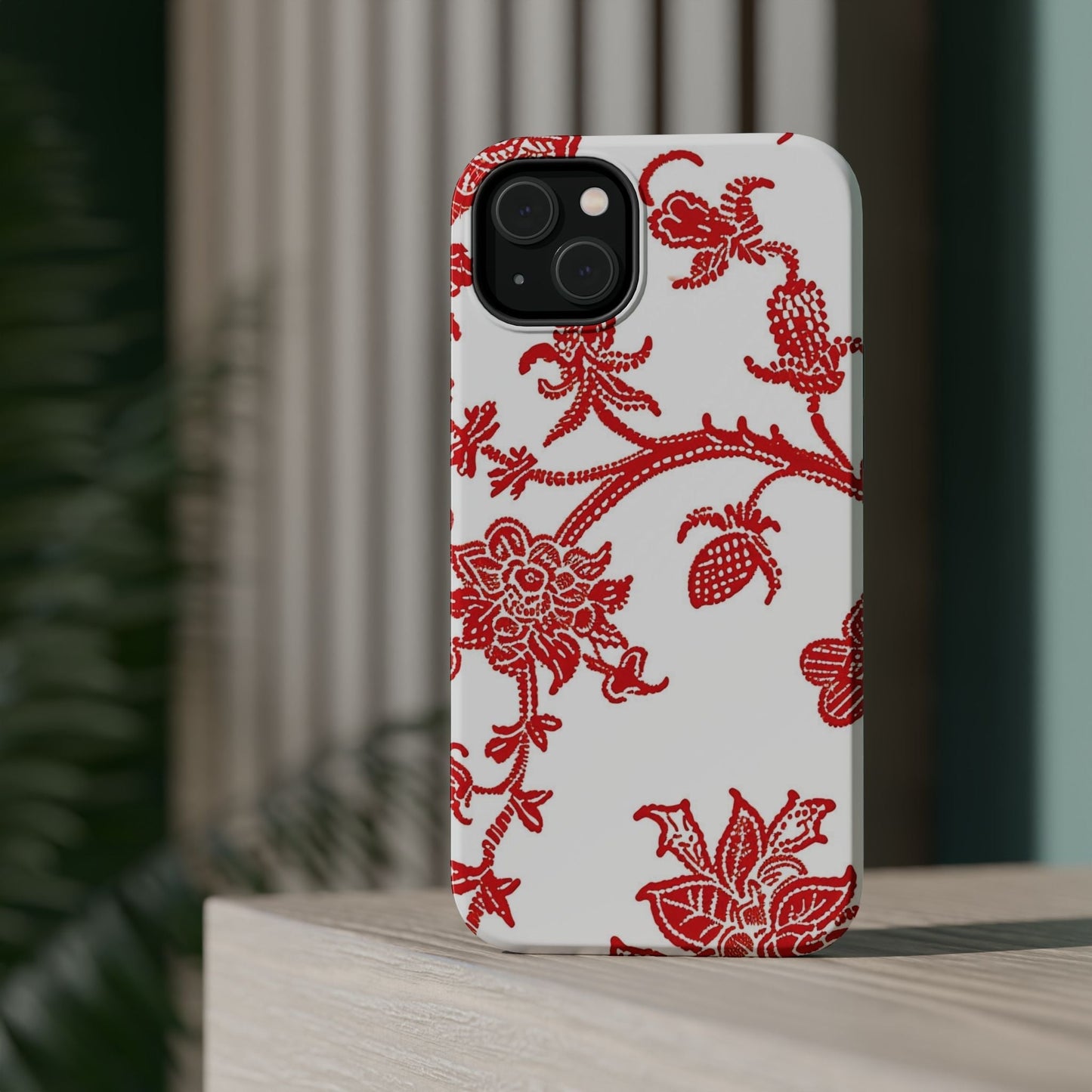Floral Red Toile Magnetic Impact Phone Case - DIGITAL X