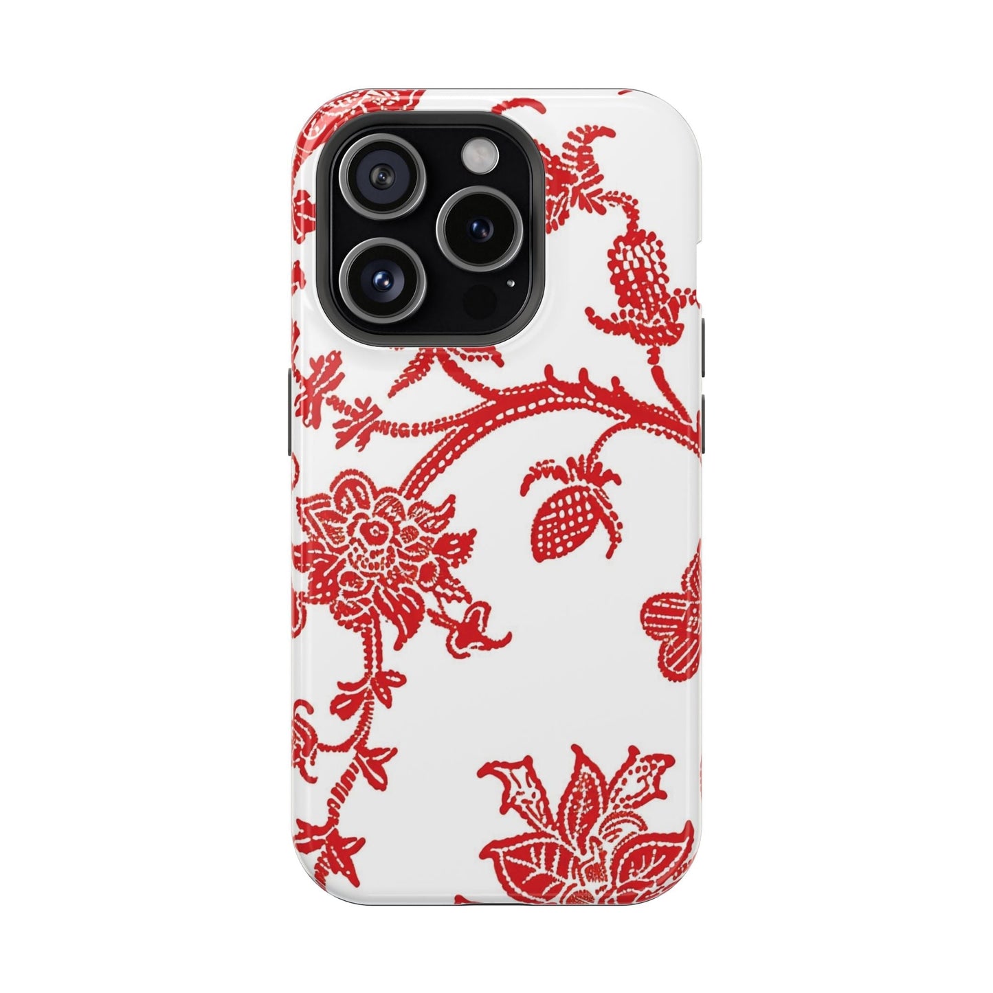 Floral Red Toile Magnetic Impact Phone Case - DIGITAL X