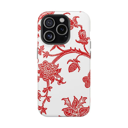 Floral Red Toile Magnetic Impact Phone Case - DIGITAL X