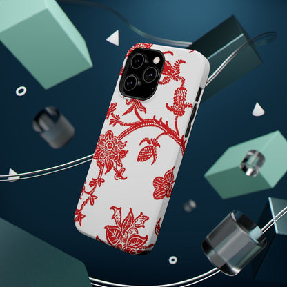Floral Red Toile Magnetic Impact Phone Case - DIGITAL X