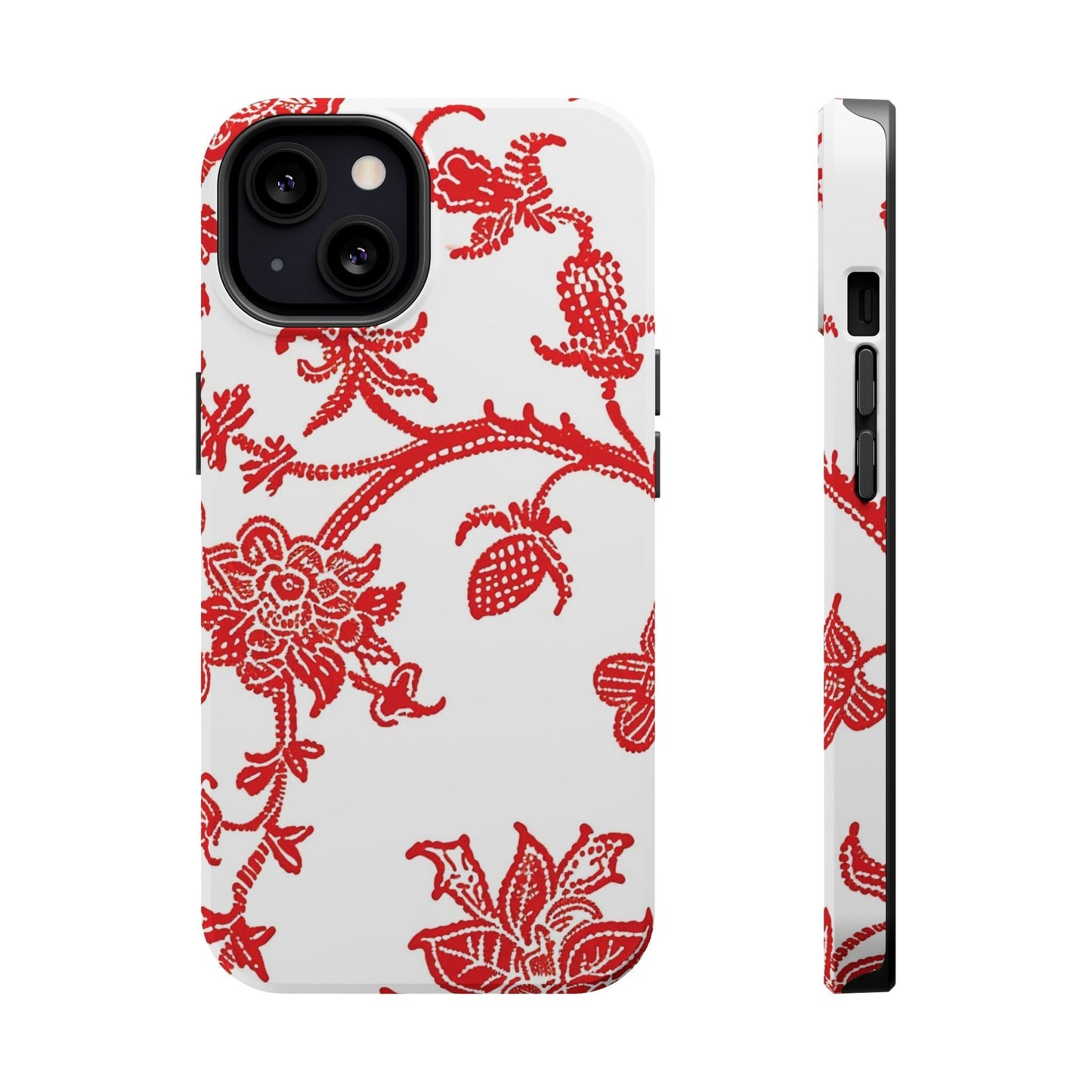 Floral Red Toile Magnetic Impact Phone Case - DIGITAL X
