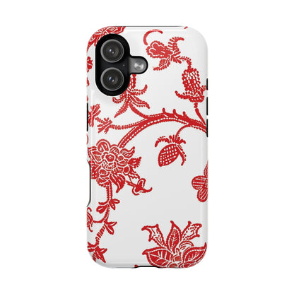 Floral Red Toile Magnetic Impact Phone Case - DIGITAL X