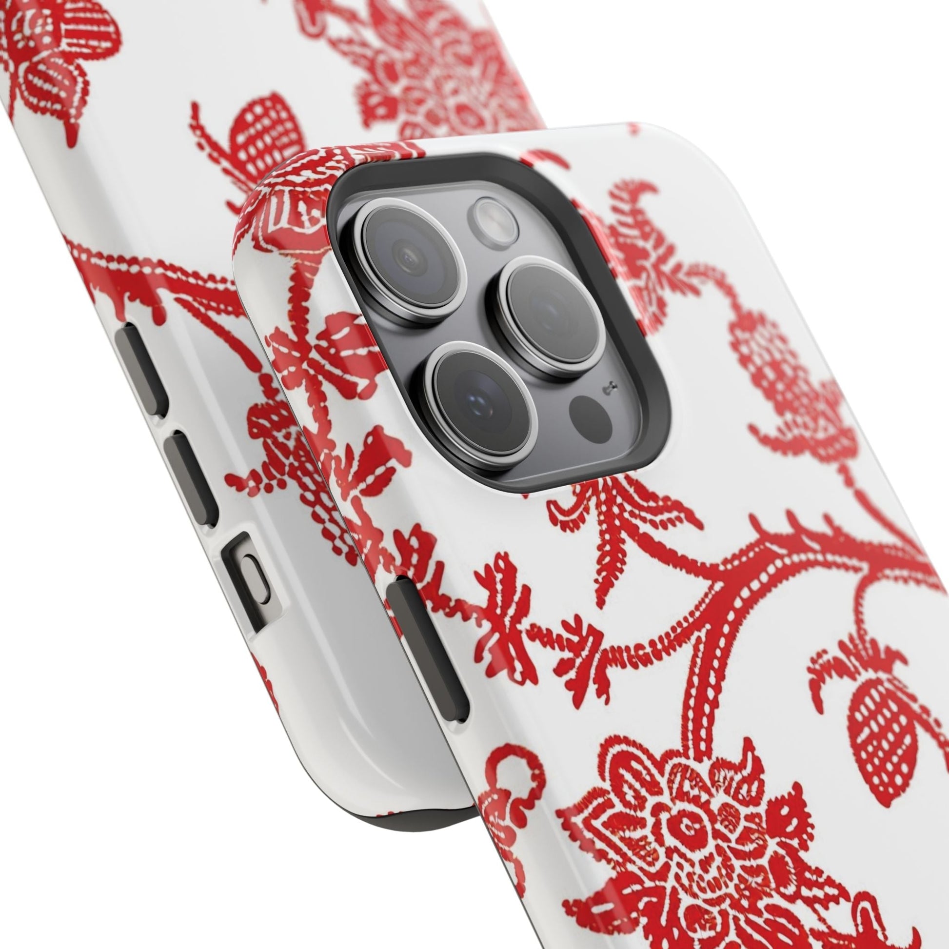 Floral Red Toile Magnetic Impact Phone Case - DIGITAL X
