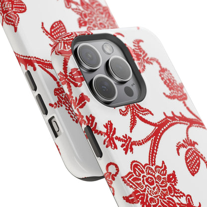 Floral Red Toile Magnetic Impact Phone Case - DIGITAL X