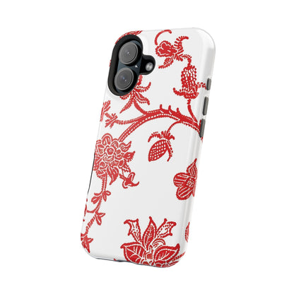 Floral Red Toile Magnetic Impact Phone Case - DIGITAL X