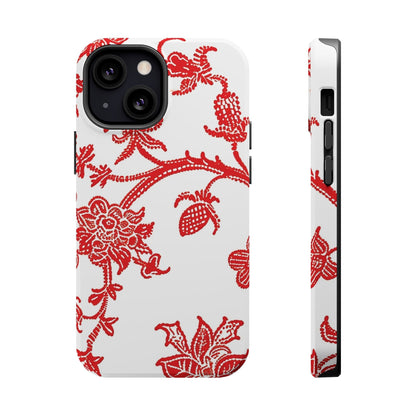 Floral Red Toile Magnetic Impact Phone Case - DIGITAL X