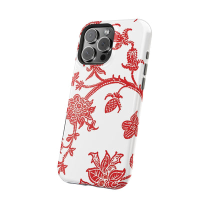 Floral Red Toile Magnetic Impact Phone Case - DIGITAL X