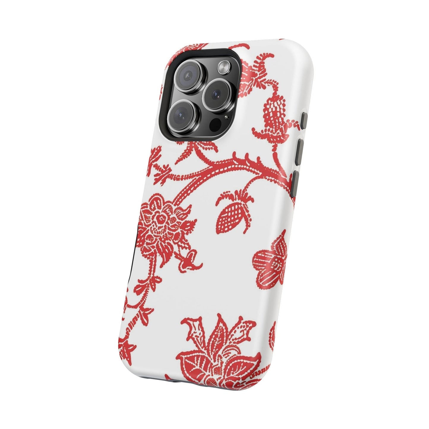 Floral Red Toile Magnetic Impact Phone Case - DIGITAL X