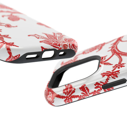 Floral Red Toile Magnetic Impact Phone Case - DIGITAL X