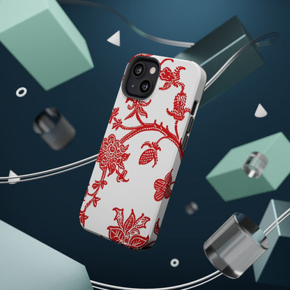 Floral Red Toile Magnetic Impact Phone Case - DIGITAL X