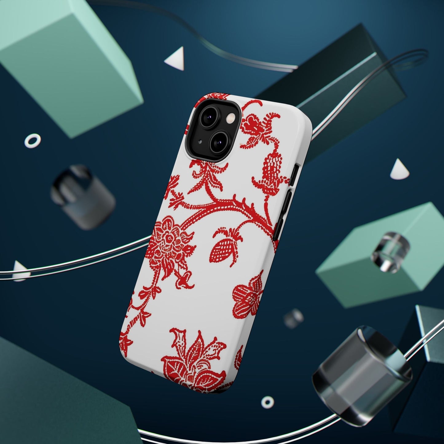 Floral Red Toile Magnetic Impact Phone Case - DIGITAL X