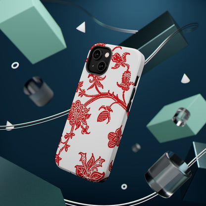 Floral Red Toile Magnetic Impact Phone Case - DIGITAL X