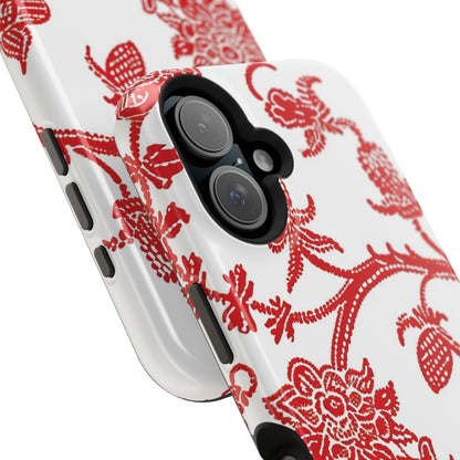 Floral Red Toile Magnetic Impact Phone Case - DIGITAL X