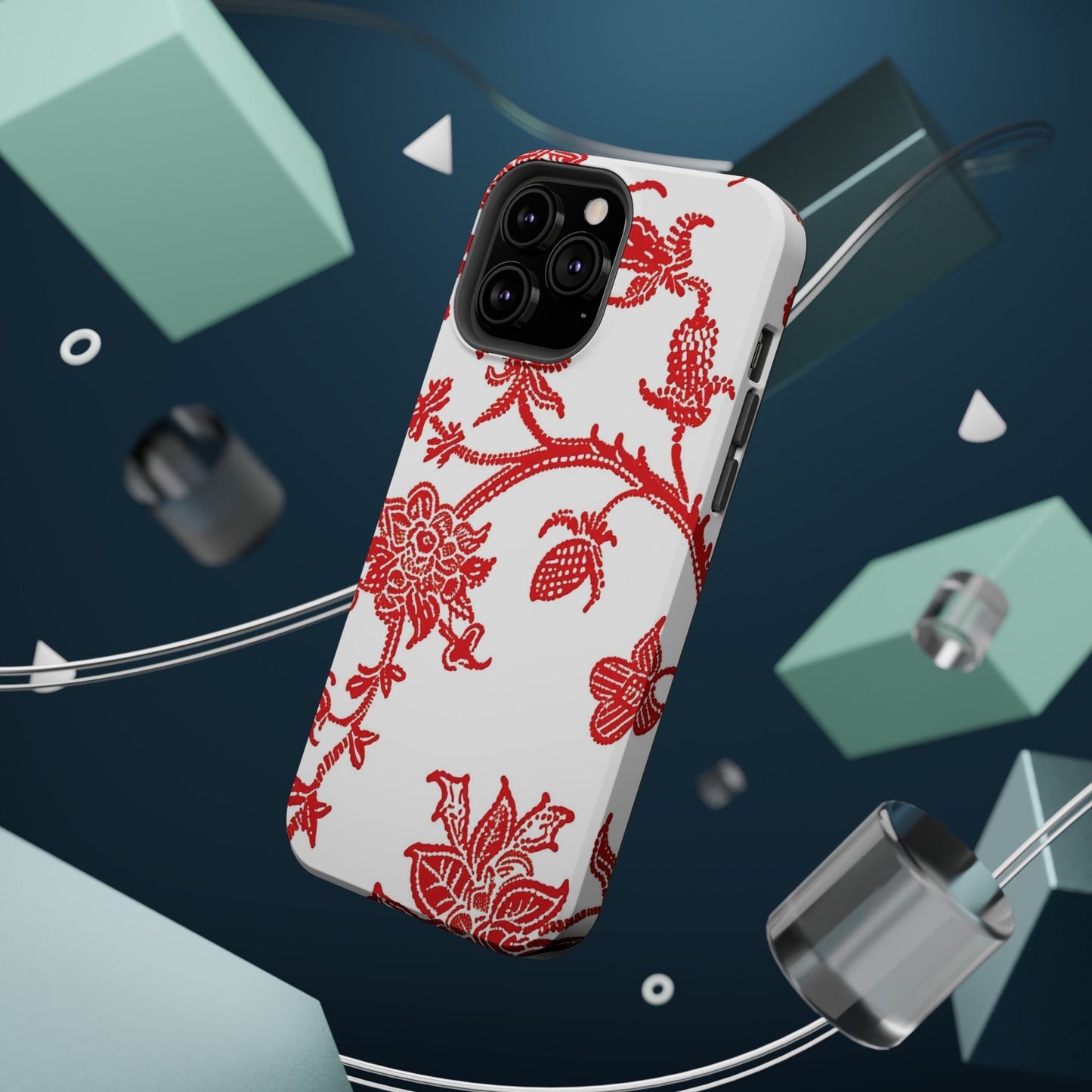 Floral Red Toile Magnetic Impact Phone Case - DIGITAL X