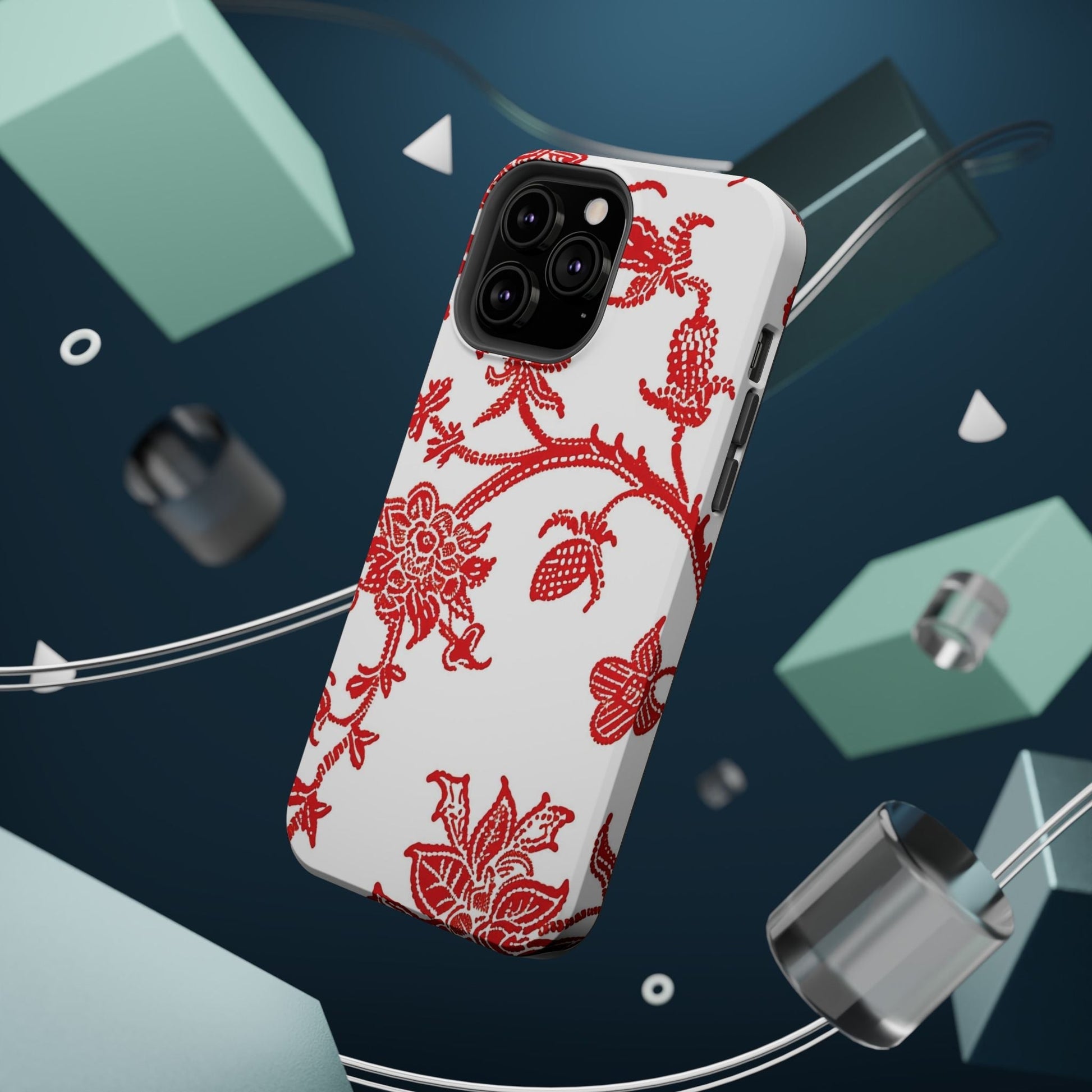 Floral Red Toile Magnetic Impact Phone Case - DIGITAL X