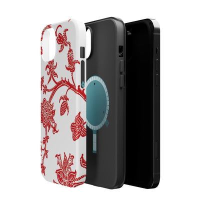 Floral Red Toile Magnetic Impact Phone Case - DIGITAL X