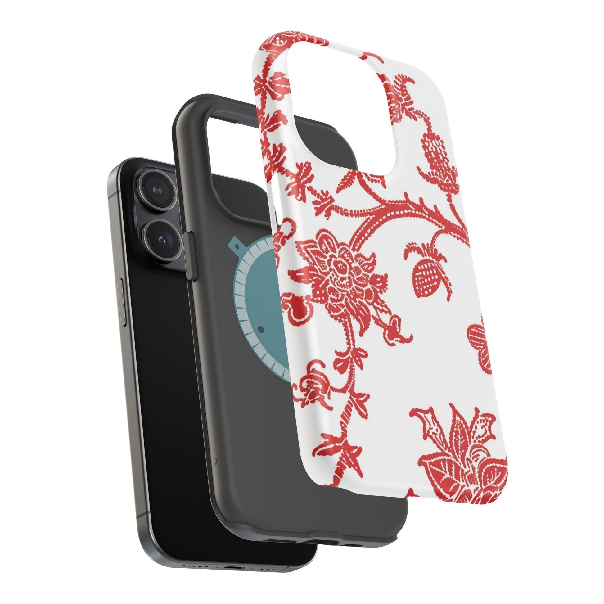 Floral Red Toile Magnetic Impact Phone Case - DIGITAL X