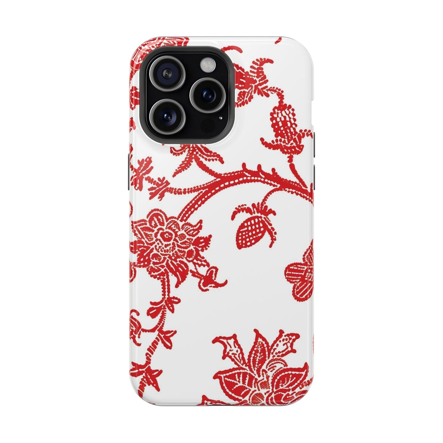 Floral Red Toile Magnetic Impact Phone Case - DIGITAL X