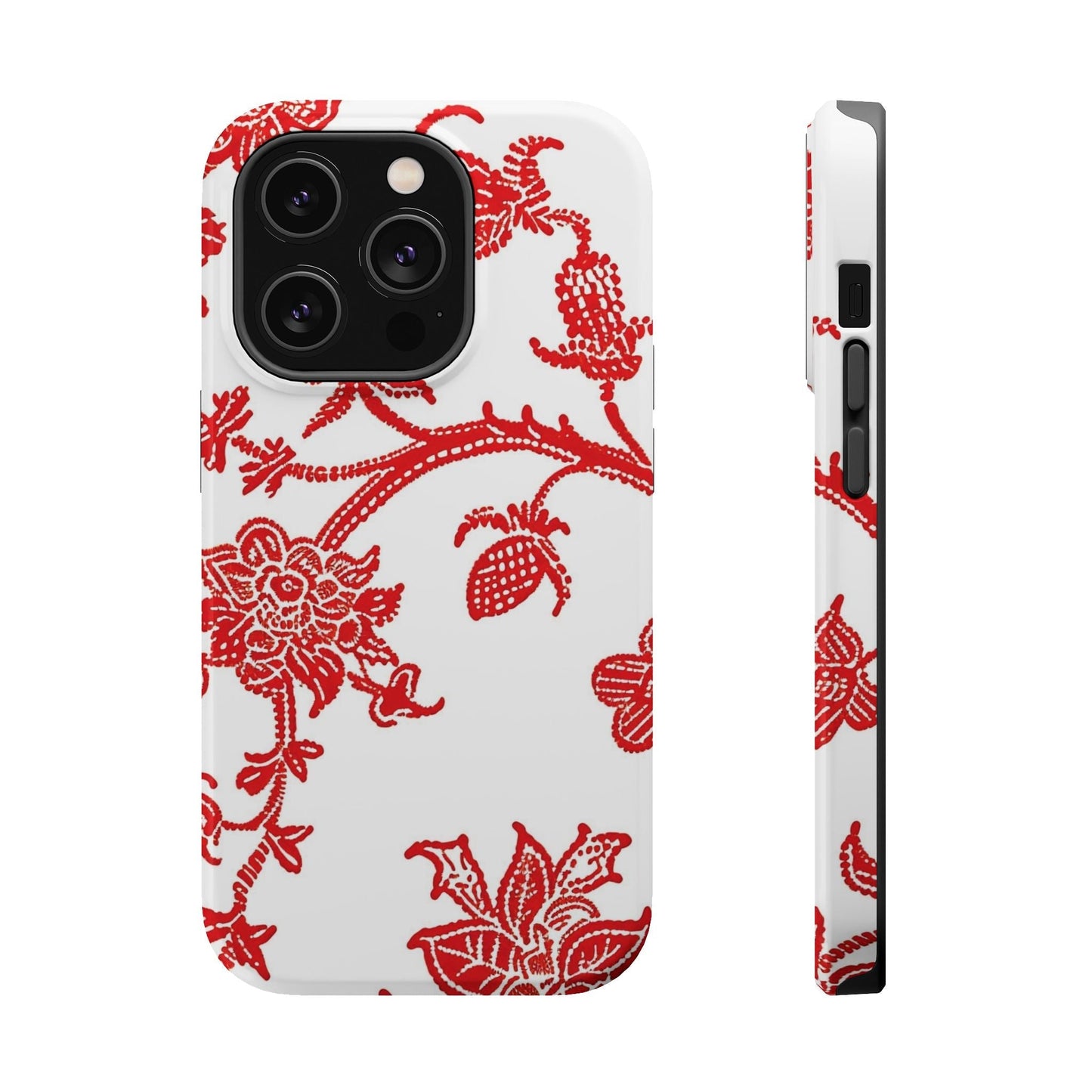 Floral Red Toile Magnetic Impact Phone Case - DIGITAL X