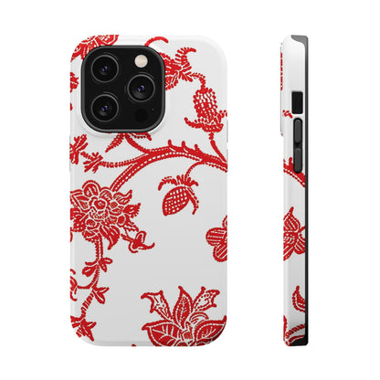Floral Red Toile Magnetic Impact Phone Case - DIGITAL X